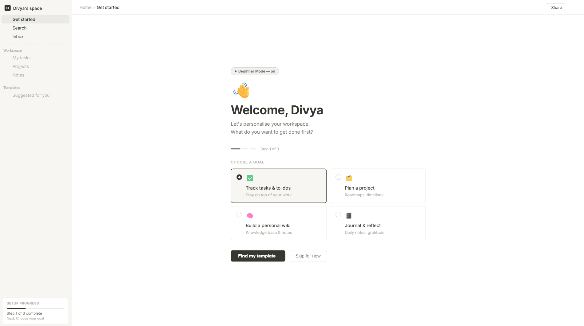 Notion workspace redesign concept
